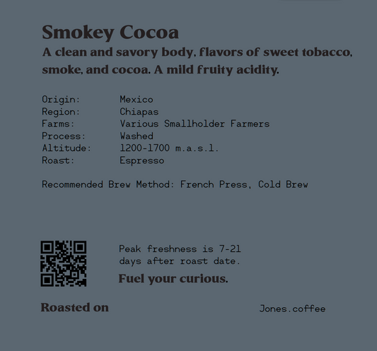 "Smokey Cocoa" - Mexico Chiapas - Jones Coffee