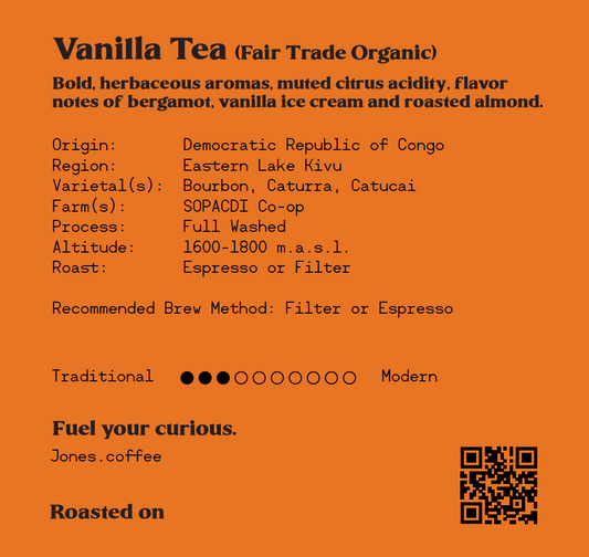 "Vanilla Tea" - DR Congo (Fair Trade Organic) - Jones Coffee