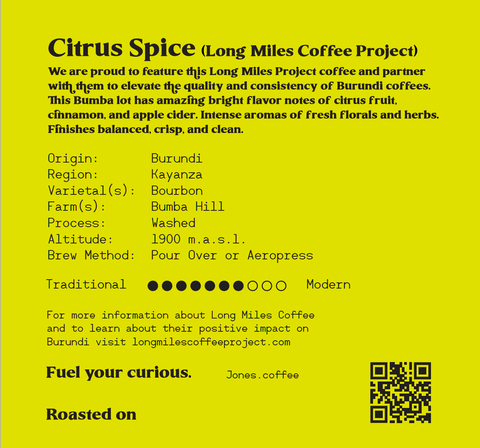 "Citrus Spice" - Burundi Bumba (Long Miles Project)